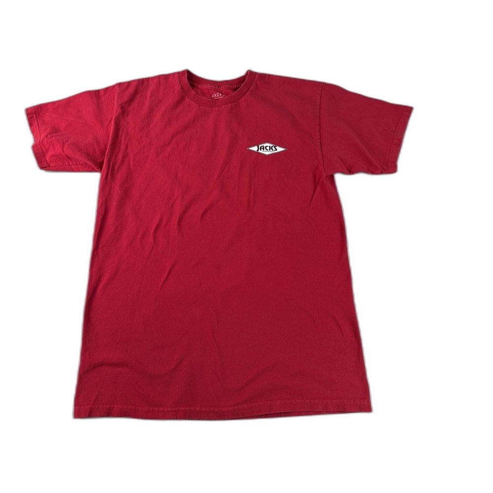 JACKS Retro Tee Red 100% Cotton Graphic Crewneck Short Sleeve Unisex Soft M
